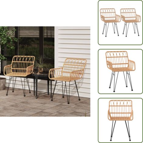 The Living Store Sedie da Giardino 2pz con Braccioli 56x64x80 cm Rattan PE - Sedie da balcone