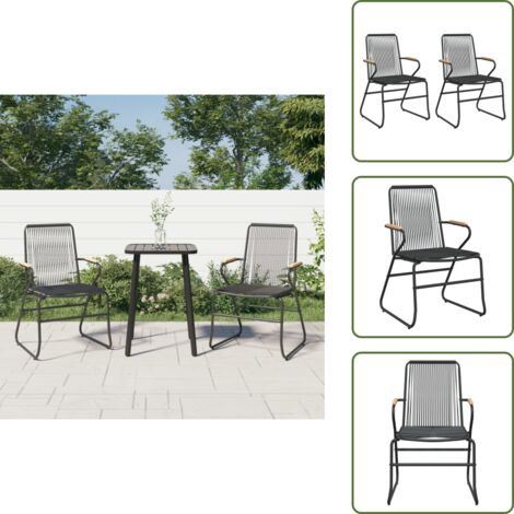 The Living Store Sedie da Giardino 2pz Nere 58x59x85,5 cm Rattan PVC - Sedie da terrazza