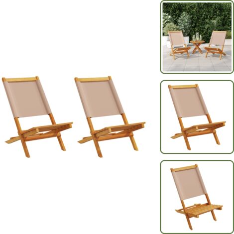 The Living Store Sedie da Giardino 2pz Tortora Legno Massello Acacia e Tessuto - Sedie da esterno