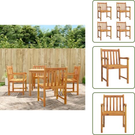 The Living Store Sedie da Giardino 4 pz 56x55,5x90 cm Legno Massello di Acacia - Sedie da giardino in acacia