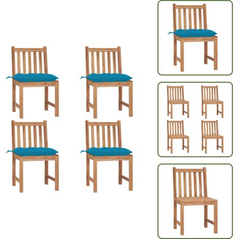 The Living Store Sedie da Giardino 4 pz con Cuscini in Legno Massello di Teak - Sedie in legno teak
