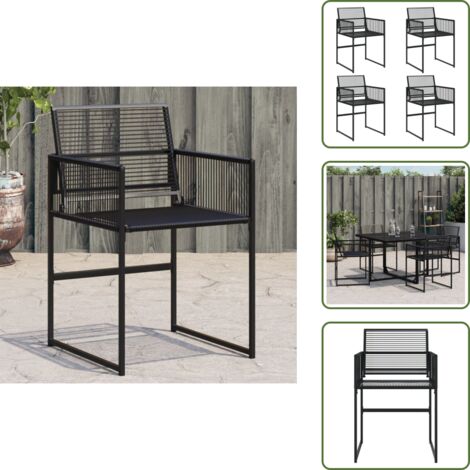 The Living Store Sedie da Giardino 4 pz Nere in Polyrattan - Sedie da esterno