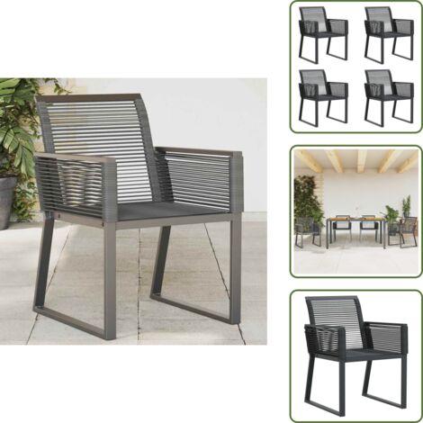The Living Store Sedie da Giardino 4 pz Nere in Polyrattan - Sedie da esterno