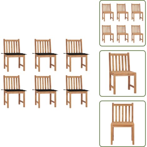 The Living Store Sedie da Giardino 6 pz con Cuscini in Legno Massello di Teak - Sedie in legno teak