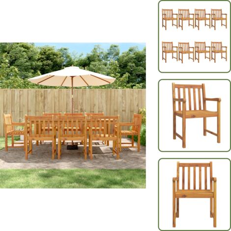 The Living Store Sedie da Giardino 8 pz 56x55,5x90 cm Legno Massello di Acacia - Sedie da giardino in acacia