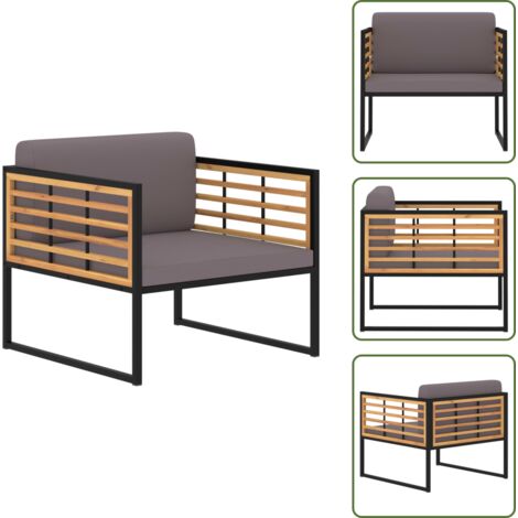 The Living Store Sedie da Giardino con Cuscini 2 pz in Legno Acacia Grigio Scuro - Poltrone da giardino