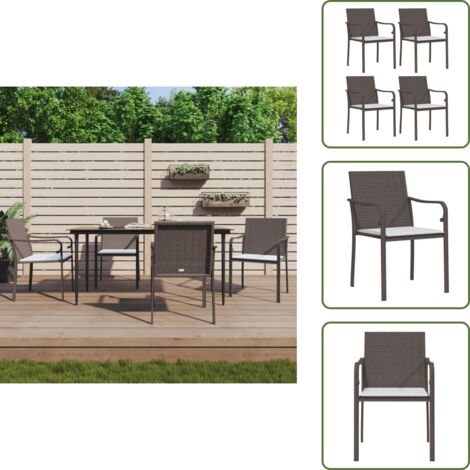 The Living Store Sedie da Giardino con Cuscini 4pz Marroni 56x59x84cm Polyrattan - Sedie da giardino