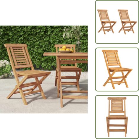 The Living Store Sedie da Giardino Pieghevole 2pz 47x63x90cm Legno Massello Teak - Sedie pieghevoli