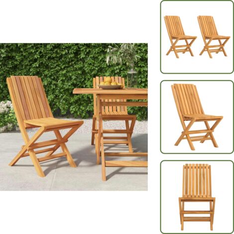 The Living Store Sedie da Giardino Pieghevoli 2pz 47x47x89cm Legno Massello Teak - Sedie pieghevoli