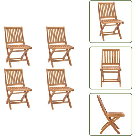 The Living Store Sedie da Giardino Pieghevoli 4 pz in Legno Massello di Teak - Sedie in legno