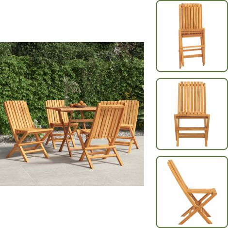The Living Store Sedie da Giardino Pieghevoli 4pz 47x47x89cm Legno Massello Teak - Sedie pieghevoli