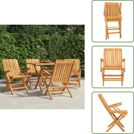 The Living Store Sedie da Giardino Pieghevoli 4pz 61x67x90cm Legno Massello Teak - Sedie pieghevoli