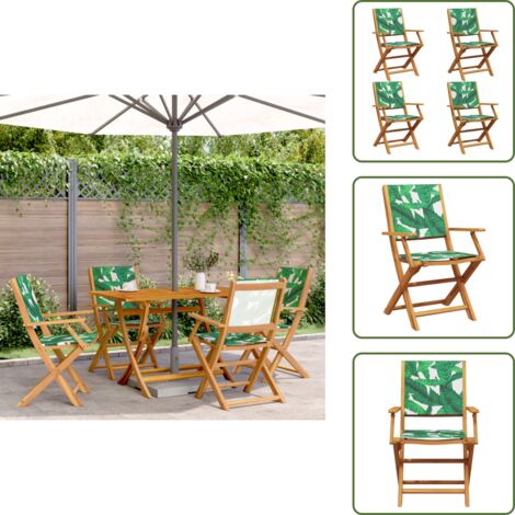 The Living Store Sedie da Giardino Pieghevoli 4pz Verde Tessuto e Legno Massello - Sedie pieghevoli