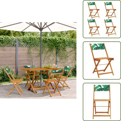 The Living Store Sedie da Giardino Pieghevoli 4pz Verde Tessuto e Legno Massello - Sedie pieghevoli