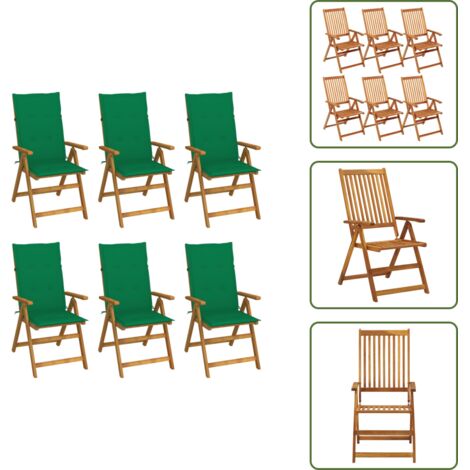 The Living Store Sedie da Giardino Pieghevoli 6 pz con Cuscini Massello Acacia - Sedie pieghevoli