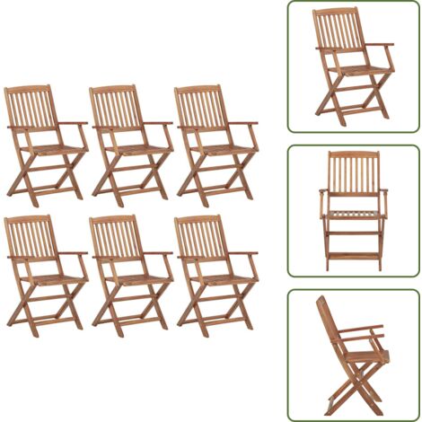 The Living Store Sedie da Giardino Pieghevoli 6 pz in Legno Massello Acacia - Sedie pieghevoli