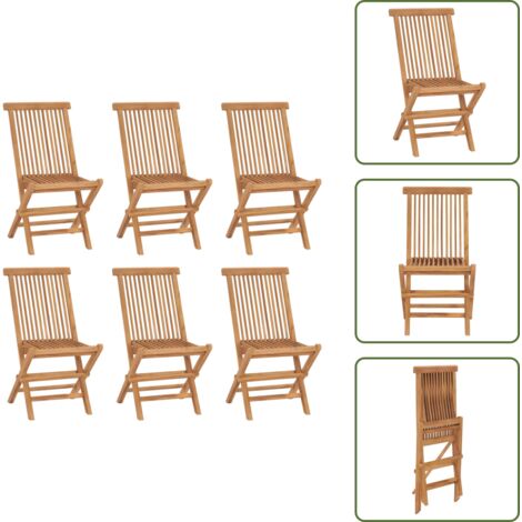 The Living Store Sedie da Giardino Pieghevoli 6 pz in Legno Massello di Teak - Sedie in legno teak
