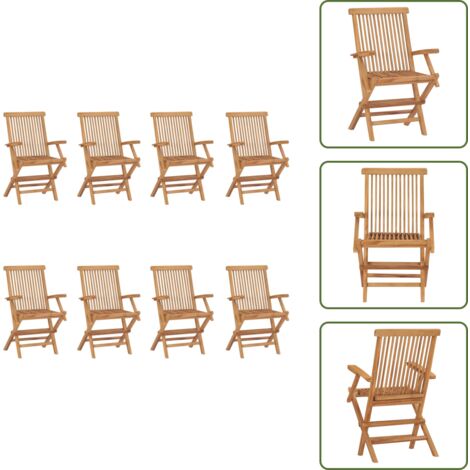 The Living Store Sedie da Giardino Pieghevoli 8 pz in Legno Massello di Teak - Sedie in legno teak