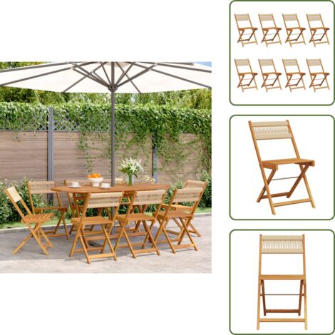 The Living Store Sedie da Giardino Pieghevoli 8pz Beige Legno Massello di Acacia - Sedie pieghevoli