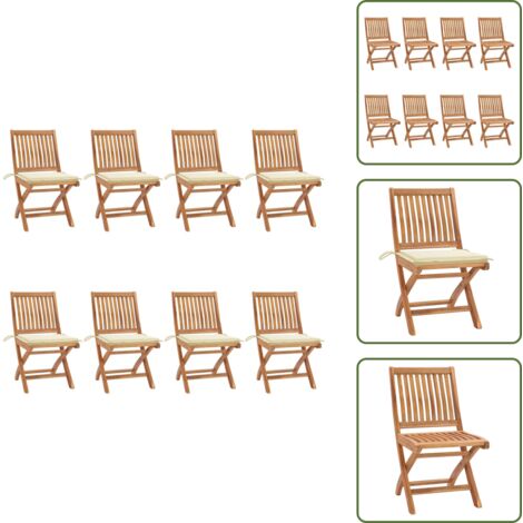 The Living Store Sedie da Giardino Pieghevoli con Cuscini 8 pz Massello di Teak - Sedie pieghevoli
