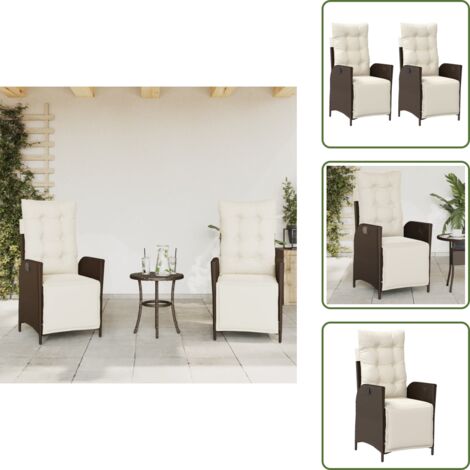 The Living Store Sedie da Giardino Reclinabili 2 pz con Poggiapiedi Polyrattan - Sedie da esterno