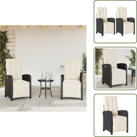 The Living Store Sedie da Giardino Reclinabili 2 pz con Poggiapiedi Polyrattan - Sedie da esterno