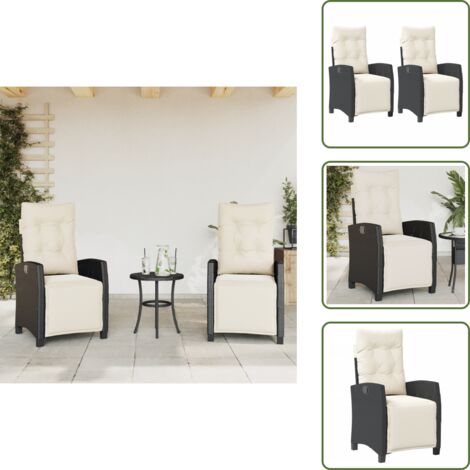 The Living Store Sedie da Giardino Reclinabili 2 pz con Poggiapiedi Polyrattan - Sedie da giardino con poggiapiedi