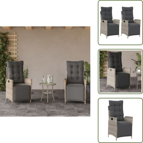The Living Store Sedie da Giardino Reclinabili 2 pz con Poggiapiedi Polyrattan - Sedie da giardino con poggiapiedi