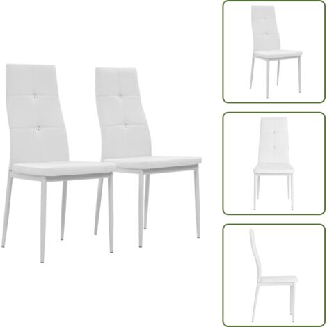 The Living Store Sedie da Pranzo 2 pz Bianche in Similpelle - Sedie in pelle artificiale