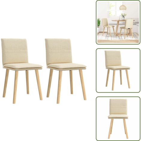 The Living Store Sedie da Pranzo 2 pz Crema in Tessuto - Sedie ergonomiche