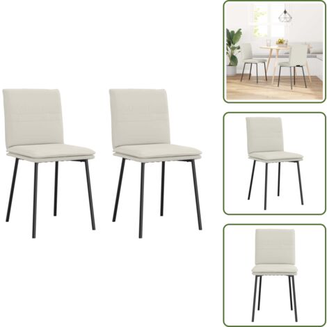 The Living Store Sedie da Pranzo 2 pz Crema in Velluto - Sedie ergonomiche