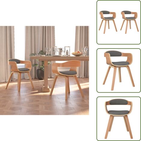 The Living Store Sedie da Pranzo 2 pz Grigio Chiaro in Legno Piegato e Tessuto - Sedie da cucina