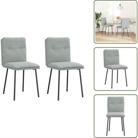 The Living Store Sedie da Pranzo 2 pz Grigio Chiaro in Velluto - Sedie ergonomiche