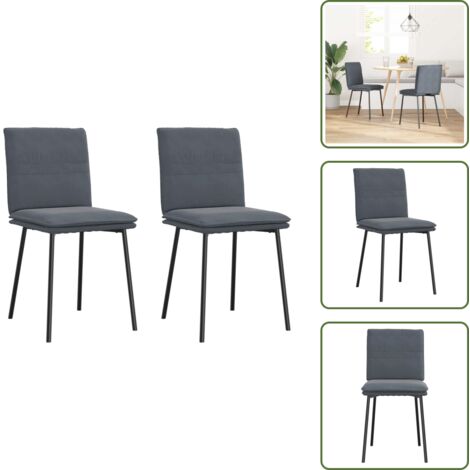 The Living Store Sedie da Pranzo 2 pz Grigio Scuro in Velluto - Sedie ergonomiche