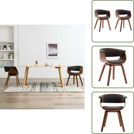 The Living Store Sedie da Pranzo 2 pz Legno Curvato e Tessuto Grigio - Sedie da pranzo