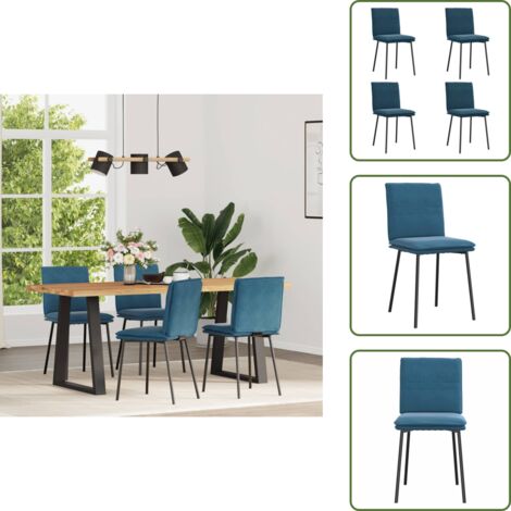 The Living Store Sedie da Pranzo 4 pz Blu in Velluto - Sedie in velluto
