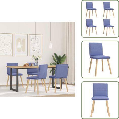 The Living Store Sedie da Pranzo 4 pz Blu Jeans in Tessuto - Sedie da pranzo in tessuto