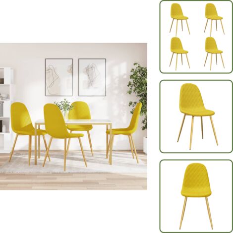 The Living Store Sedie da Pranzo 4 pz Giallo Senape in Velluto - Sedie da cucina