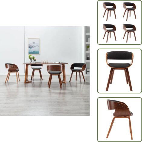 The Living Store Sedie da Pranzo 4 pz Grigie in Legno Piegato e Tessuto - Sedie da pranzo