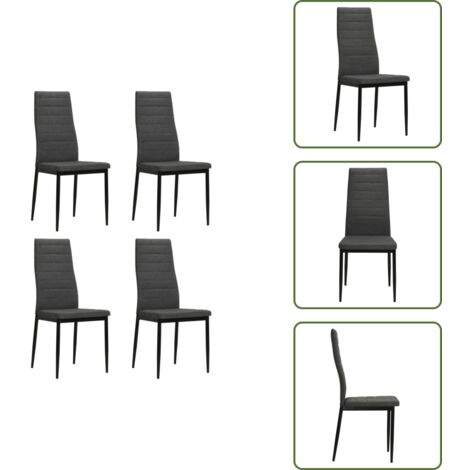 The Living Store Sedie da Pranzo 4 pz Grigie Legno Massello di Hevea e Tessuto - Sedie da cucina