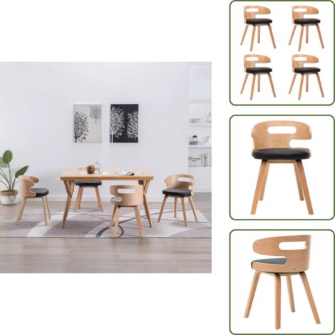 The Living Store Sedie da Pranzo 4 pz Nere in Legno Piegato e Similpelle - Sedie da pranzo