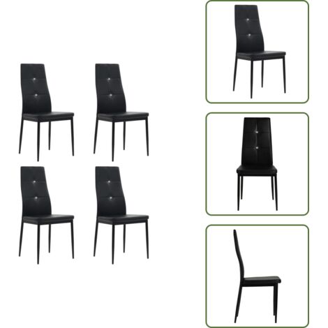 The Living Store Sedie da Pranzo 4 pz Nere in Similpelle - Sedie in pelle artificiale