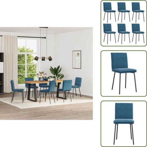 The Living Store Sedie da Pranzo 6 pz Blu in Velluto - Sedie in velluto