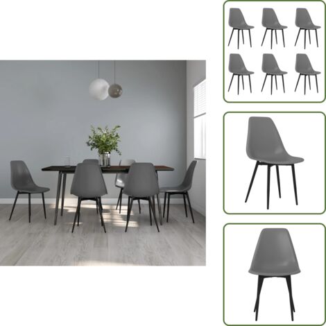 The Living Store Sedie da Pranzo 6 pz Grigie in PP - Sedie in polipropilene