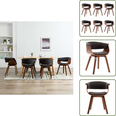 The Living Store Sedie da Pranzo 6 pz Legno Curvato e Tessuto Grigio - Sedie da pranzo in legno