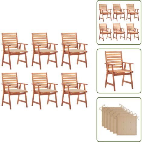 The Living Store Sedie da Pranzo da Esterni con Cuscini 6 pz Massello di Acacia - Sedie da giardino