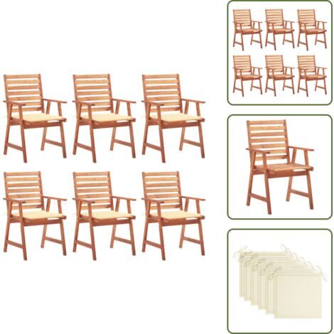 The Living Store Sedie da Pranzo da Esterni con Cuscini 6 pz Massello di Acacia - Sedie da giardino