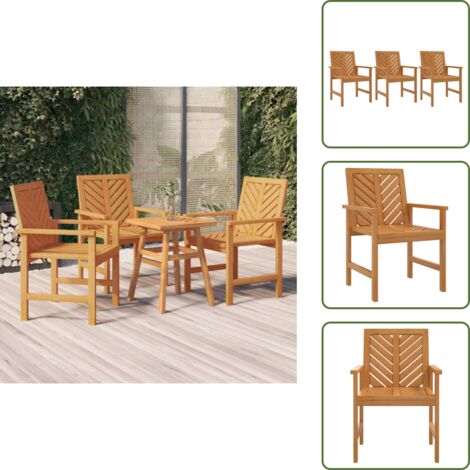 The Living Store Sedie da Pranzo da Giardino 3pz Legno Massello di Acacia - Sedie da pranzo