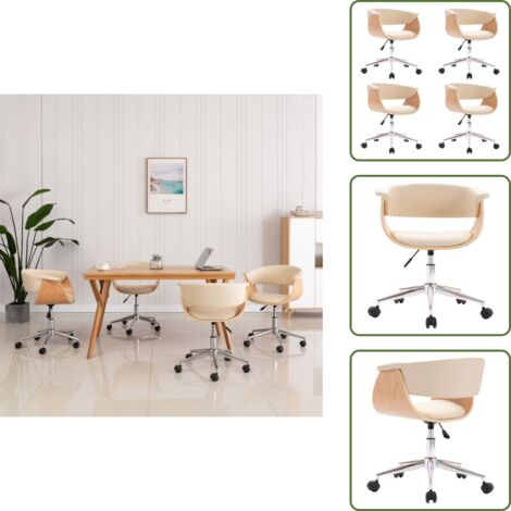 The Living Store Sedie da Pranzo Girevoli 4 pz Crema in Similpelle - Sedie da pranzo ergonomiche