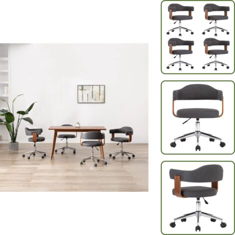 The Living Store Sedie da Pranzo Girevoli 4 pz Legno Curvato e Tessuto Grigio - Sedie da pranzo ergonomiche